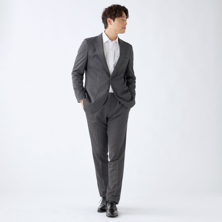 シルバーライン 【CLASSICO TAPERED】【春夏】2釦シングルジャケット/グレー&ブラック×ハウンドトゥース/パッチポケット/4S SUSTAINABILITY&ECOLOGY FABRIC グレー濃色