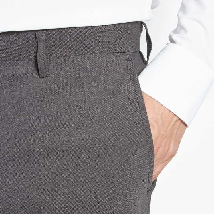 ブラックライン 【SLIM TAPERED】【年間】ウォッシャブル0タックテーパードパンツ/グレー/裾上げ済仕様 グレー中間