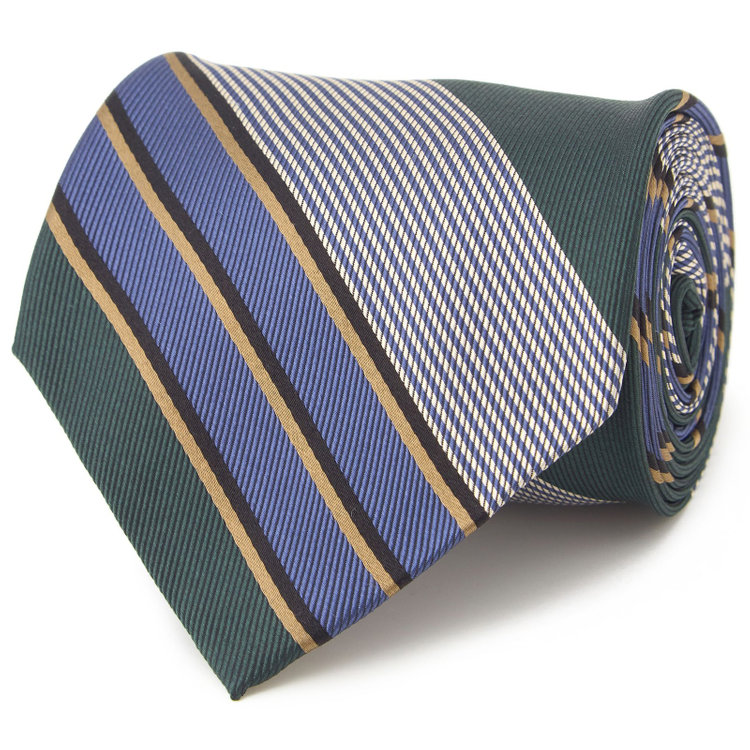 シルバーライン 【SILVER LINE】シルクストライプネクタイ 8.5cm幅/グリーン×ブルー/Finest fabrics by COMO ITALY その他