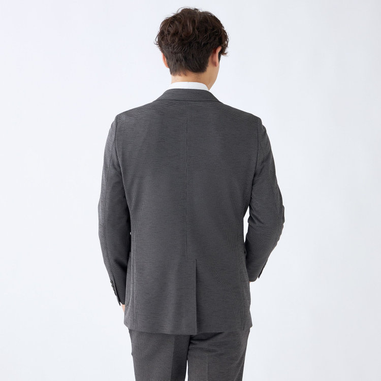 シルバーライン 【CLASSICO TAPERED】【春夏】2釦シングルジャケット/グレー&ブラック×ハウンドトゥース/パッチポケット/4S SUSTAINABILITY&ECOLOGY FABRIC グレー濃色