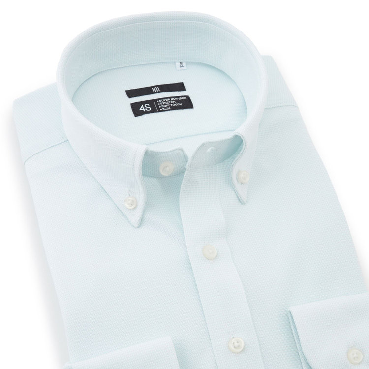 ブラックライン 【発送在庫あり】【BLACK LINE】ボタンダウンワイシャツ/ミントグリーン×ドビー/「4S」スーパーノンアイロン・ストレッチ 緑淡色