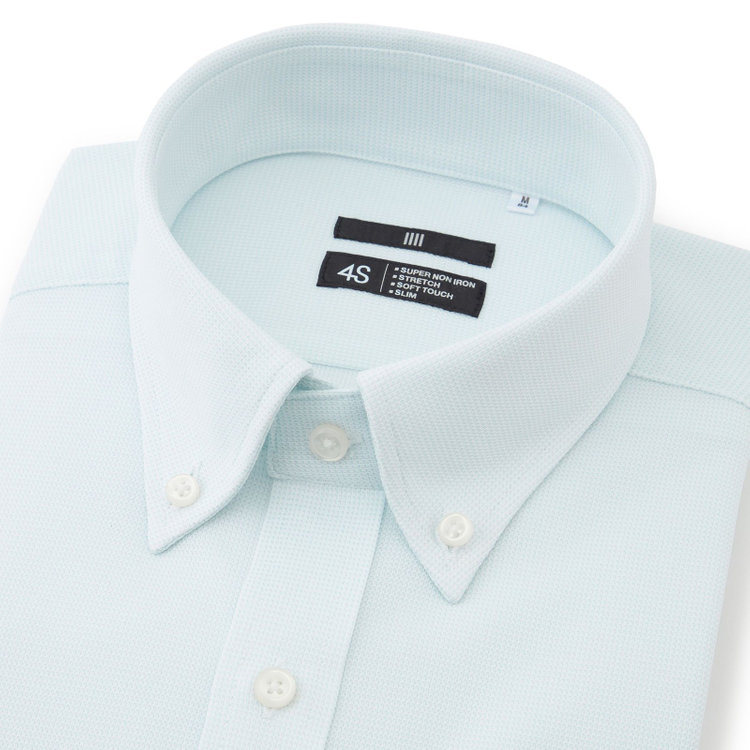 ブラックライン 【発送在庫あり】【BLACK LINE】ボタンダウンワイシャツ/ミントグリーン×ドビー/「4S」スーパーノンアイロン・ストレッチ 緑淡色