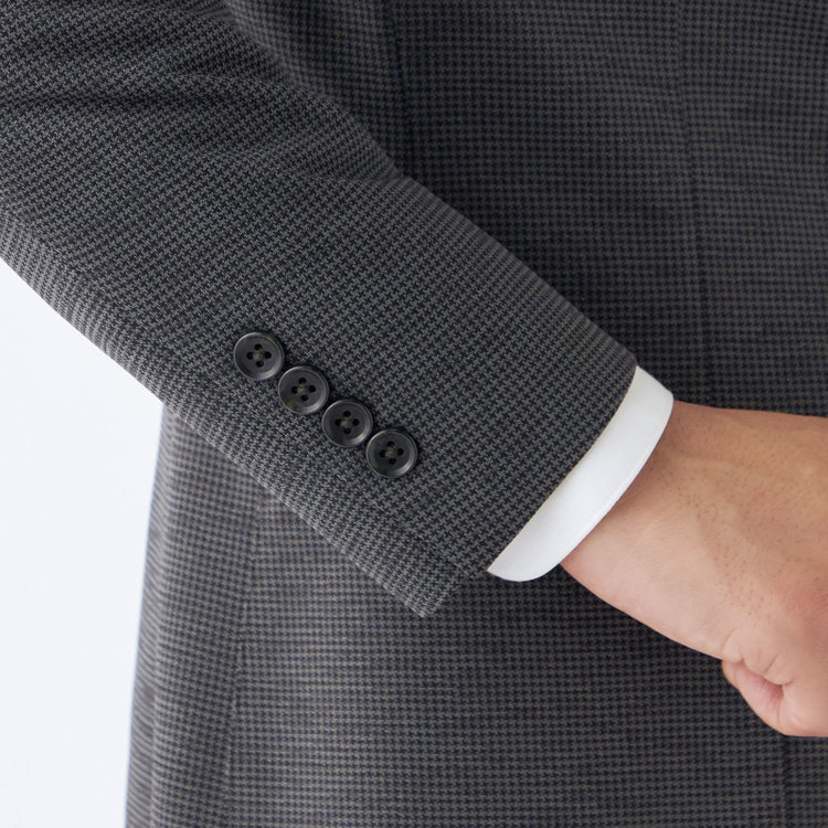 シルバーライン 【CLASSICO TAPERED】【春夏】2釦シングルジャケット/グレー&ブラック×ハウンドトゥース/パッチポケット/4S SUSTAINABILITY&ECOLOGY FABRIC グレー濃色