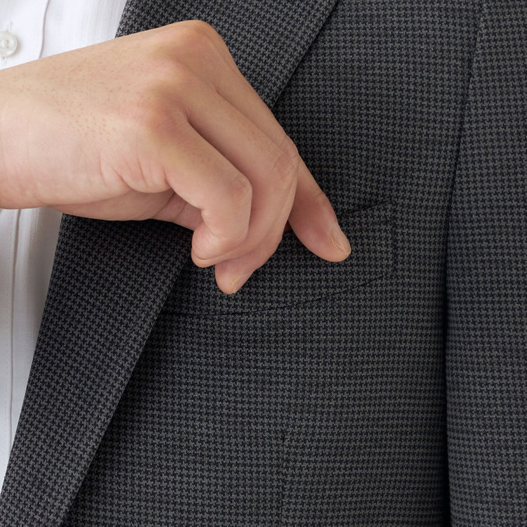 シルバーライン 【CLASSICO TAPERED】【春夏】2釦シングルジャケット/グレー&ブラック×ハウンドトゥース/パッチポケット/4S SUSTAINABILITY&ECOLOGY FABRIC グレー濃色