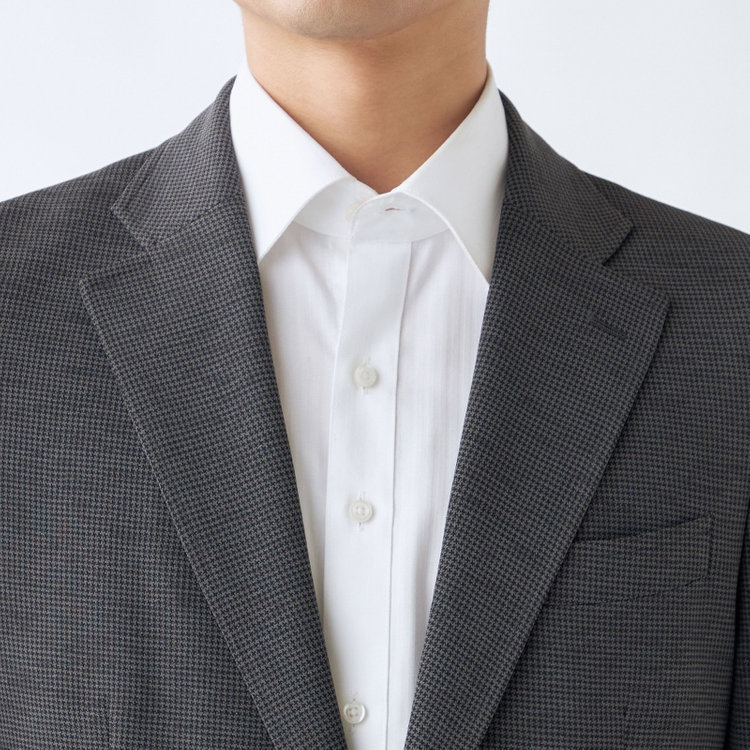 シルバーライン 【CLASSICO TAPERED】【春夏】2釦シングルジャケット/グレー&ブラック×ハウンドトゥース/パッチポケット/4S SUSTAINABILITY&ECOLOGY FABRIC グレー濃色