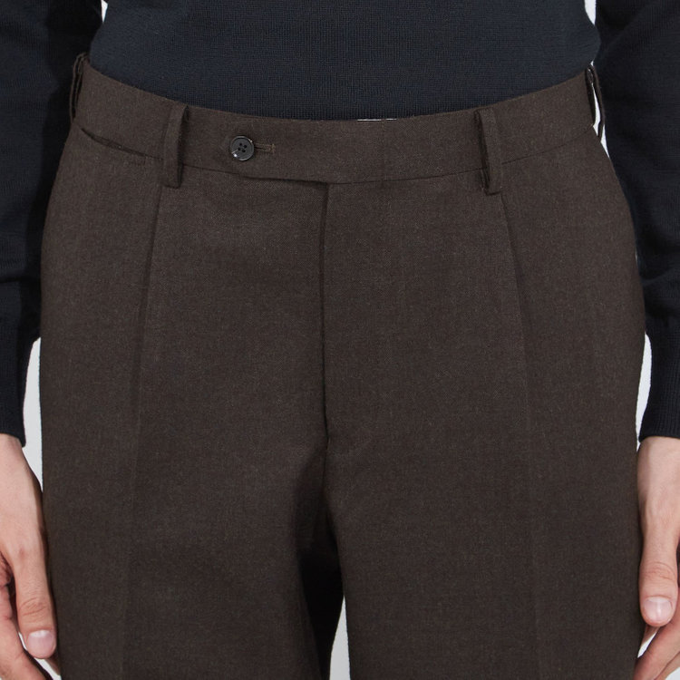 シルバーライン CLASSICO TAPERED】【秋冬】ウール 1タックテーパードパンツ/ブラウン/ウエストムーブ/※裾直し必要 茶濃色