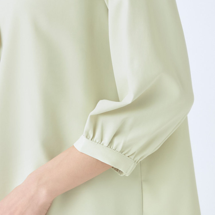 シルバーライン 【SILVER LINE/7分袖】タイ付き2WAYプルオーバー/グリーン/「ウォッシャブル可能」「2WAYストレッチ」「防シワ」「UV加工」「接触冷感」「透け軽減」 緑中間