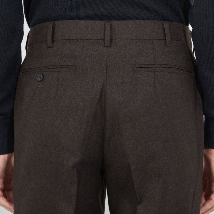 シルバーライン CLASSICO TAPERED】【秋冬】ウール 1タックテーパードパンツ/ブラウン/ウエストムーブ/※裾直し必要 茶濃色