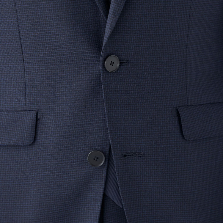 ブラックライン 【SLIM TAPERED_2】【秋冬】2釦シングルスーツ 0タック/ネイビー＆ブラック×ハウンドトゥース/ウエストシャーリング/4S SUSTAINABILITY&ECOLOGY FABRIC/※パンツ裾上げ済仕様 紺中間
