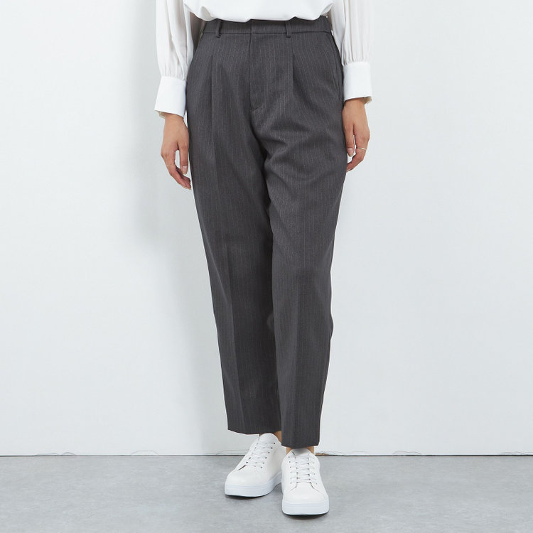 シルバーライン 【SILVER LINE】【年間】1釦シングルパンツスーツ/グレー×ストライプ/ウエストシャーリング/ウォッシャブル/※パンツ裾上げ済仕様 グレー中間