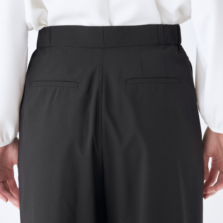 シルバーライン 【SL】【年間】ワイドパンツ/ブラック/ウォッシャブル/裾上げ済仕様 黒