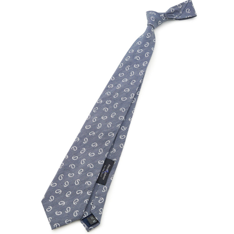 シルバーライン 【SILVER LINE】シルクリネンペイズリーネクタイ 8.5cm幅/ネイビー/Finest fabrics by COMO ITALY その他