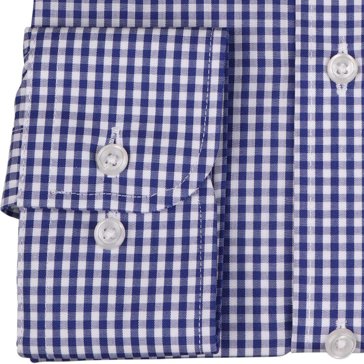 ブラックライン 【発送在庫あり】【BL】【形態安定】ボタンダウンドレスワイシャツ/ネイビー＆ホワイト×ギンガムチェック 青中間