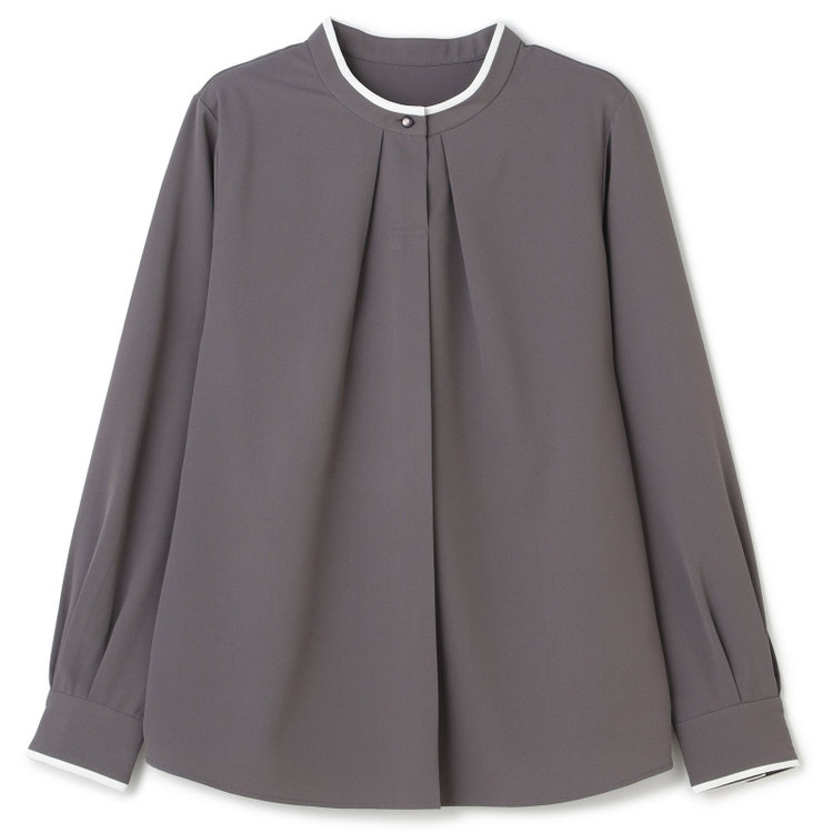 シルバーライン 【SL/長袖】ボウタイ取り外し2WAYプルオーバー/グレー＋ホワイト/「ウォッシャブル」「ストレッチ」「防シワ」「UV加工」「静電気防止」 グレー濃色