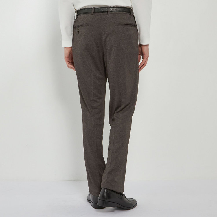シルバーライン 【CLASSICO TAPERED】【春夏】1タックテーパードパンツ/ブラウン/ウエストシャーリング/4S SUSTAINABILITY&ECOLOGY FABRIC/※裾上げ必要 茶濃色