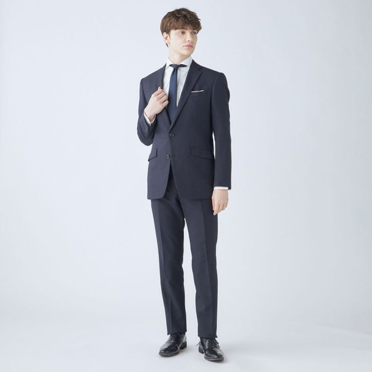 ブラックライン 【KSW】【年間】2釦シングルスーツ 0タック/ネイビー×シャドーストライプ/ウォッシャブルパンツ※裾上げ必要 紺濃色