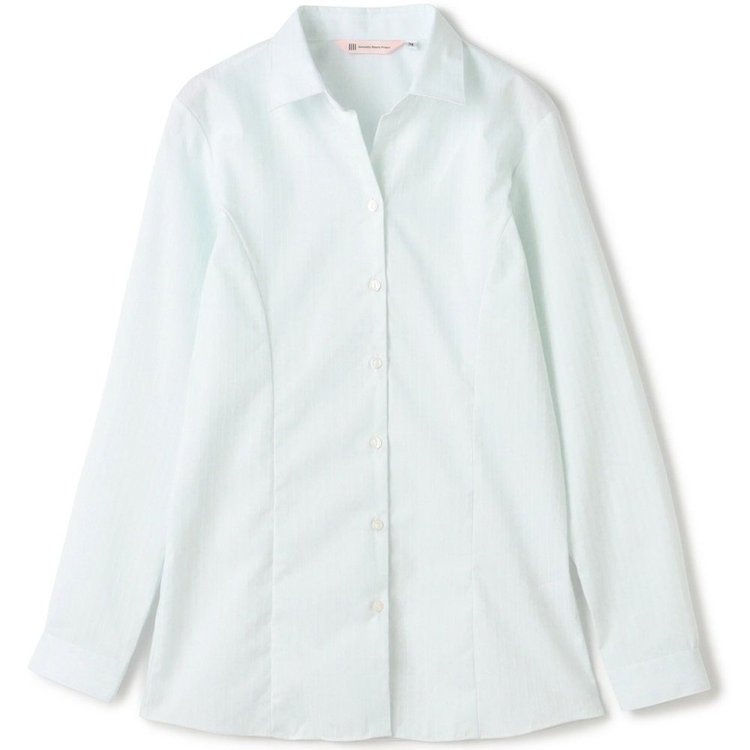 スーツセレクト 【SUIT SELECT×Samantha Thavasa】【長袖】リボン&フリル取り外しスキッパー/ミント×ドビーストライプ/形態安定 ミント系(薄緑)