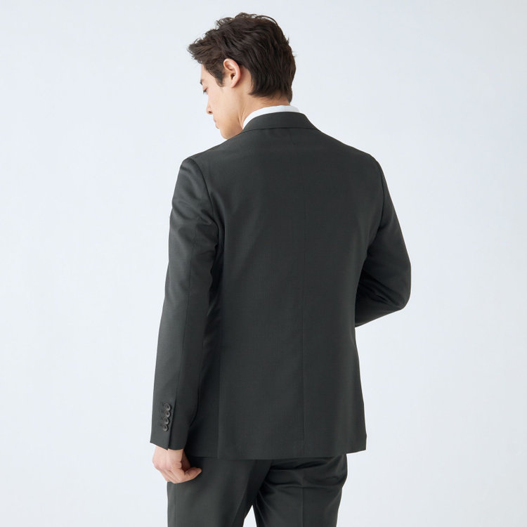 シルバーライン 【発送在庫あり】【CLASSICO TAPERED】【春夏】3釦段返りシングルスーツ 2タック/カーキ×シャドーストライプ/パッチポケット/ウエストムーブ仕様/MARZOTTO/※パンツ裾直し必要 緑中間