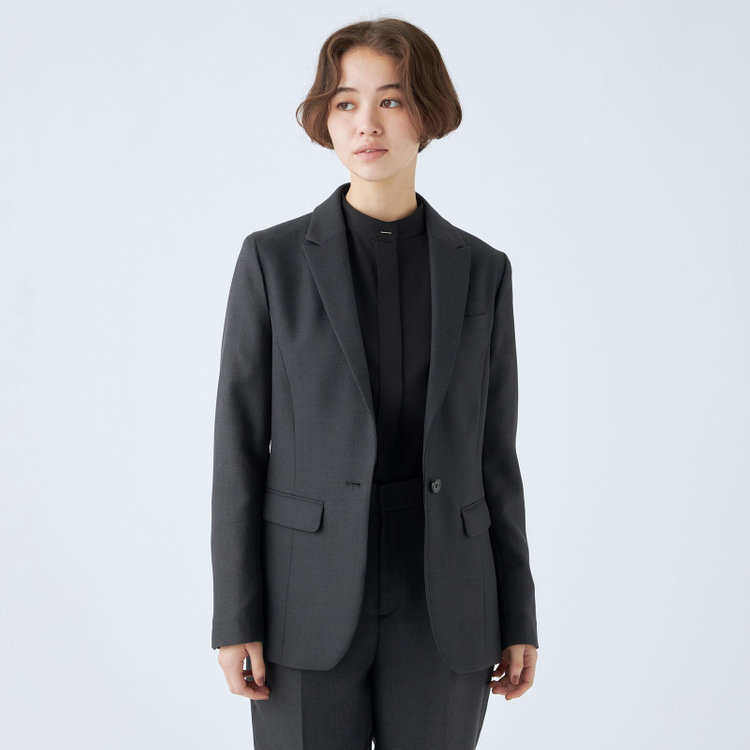 シルバーライン 【RELAX TAPERED_2】【秋冬】1釦シングルテーパードパンツスーツ/ネイビー/ウォッシャブル/4S SUSTAINABILITY&ECOLOGY FABRIC/※パンツ裾上げ済仕様 紺中間