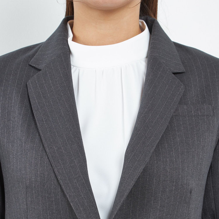 シルバーライン 【SILVER LINE】【年間】1釦シングルパンツスーツ/グレー×ストライプ/ウエストシャーリング/ウォッシャブル/※パンツ裾上げ済仕様 グレー中間