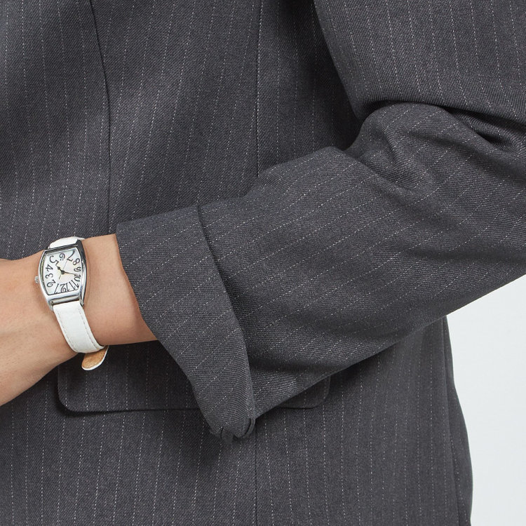 シルバーライン 【SILVER LINE】【年間】1釦シングルパンツスーツ/グレー×ストライプ/ウエストシャーリング/ウォッシャブル/※パンツ裾上げ済仕様 グレー中間