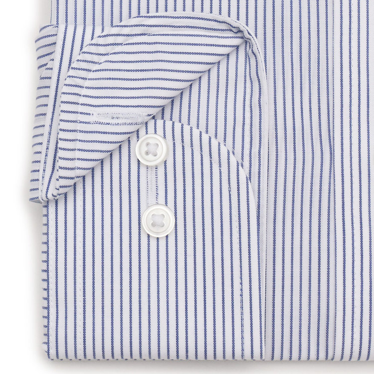 ソノタ 【発送在庫あり】【形態安定】ボタンダウンワイシャツ/ホワイト×ネイビーストライプ 青濃色