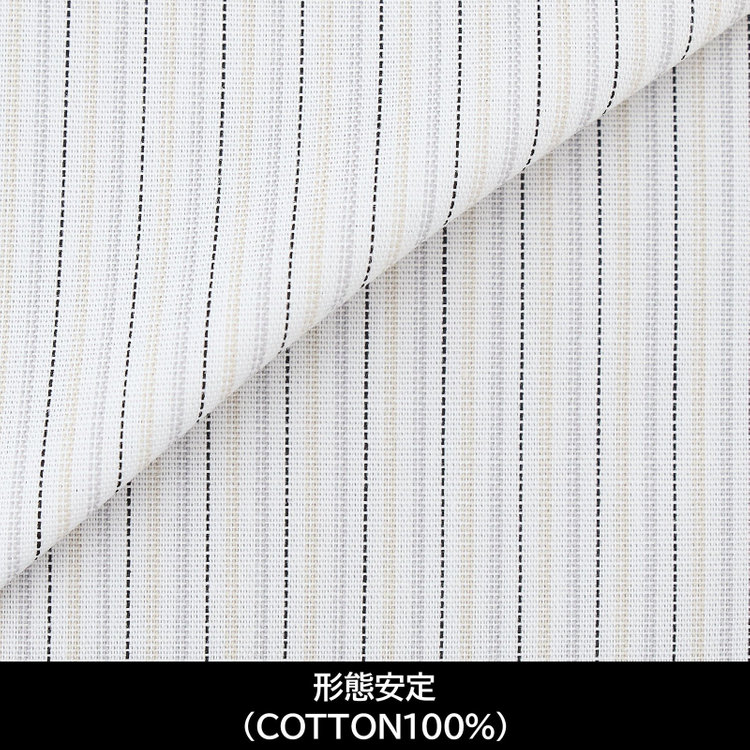 スーツセレクト 【国内縫製】【パターンオーダー】【形態安定】ワイシャツ/ホワイト×ベージュ＆グレーストライプ(COTTON100%) ホワイト系(白)