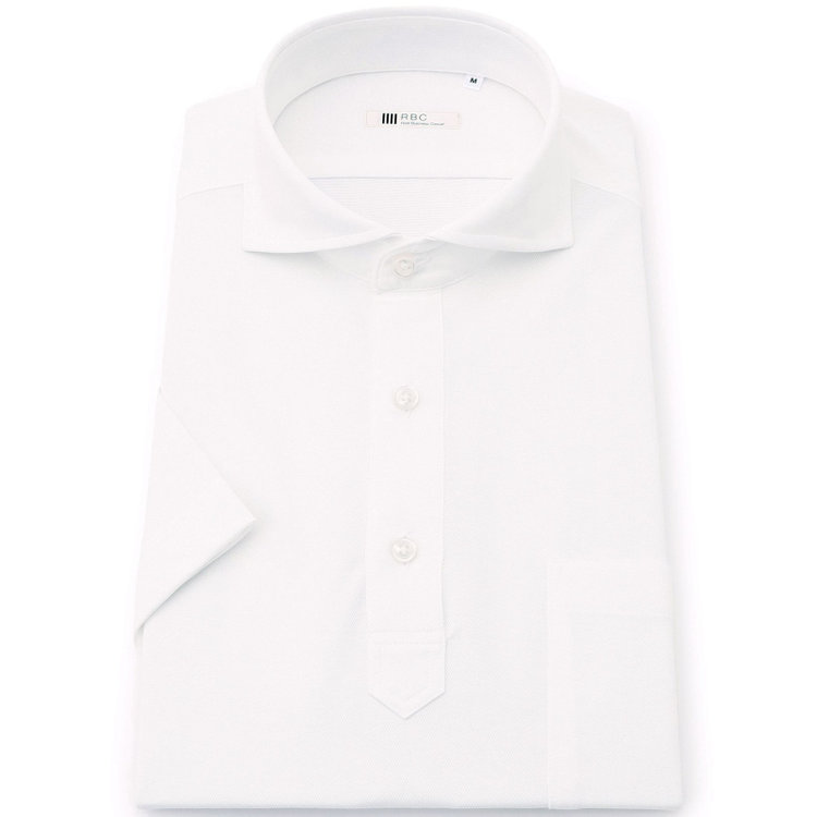 シルバーライン 【RBC/五分袖】カッタウェイビズポロシャツ プルオーバータイプ/ホワイト/4S コットンブレンド 白