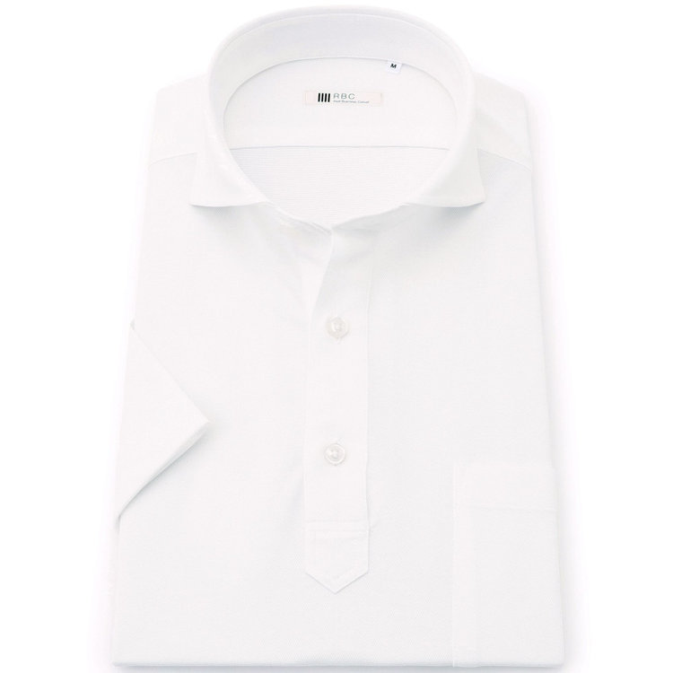 シルバーライン 【RBC/五分袖】カッタウェイビズポロシャツ プルオーバータイプ/ホワイト/4S コットンブレンド 白