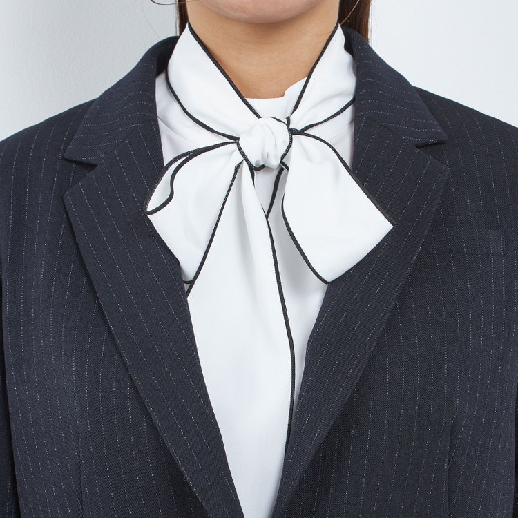 シルバーライン 【SILVER LINE】【年間】1釦シングルパンツスーツ/ネイビー×ストライプ/ウエストシャーリング/ウォッシャブル/※パンツ裾上げ済仕様 紺中間