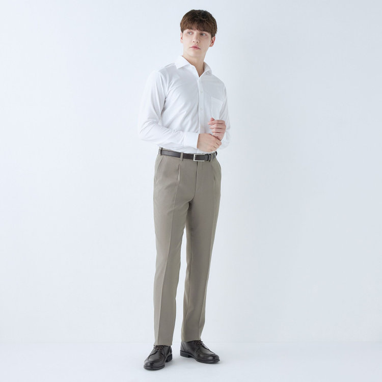 シルバーライン 【5DAYS CLOSET】【RBC】【春夏】1タックテーパードパンツ/グレージュ/ウエストムーブ/4S SUSTAINABILITY&ECOLOGY FABRIC/※裾上げ必要 グレー中間