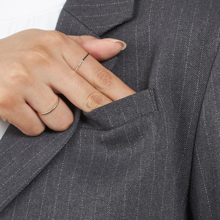 シルバーライン 【SILVER LINE】【年間】1釦シングルパンツスーツ/グレー×ストライプ/ウエストシャーリング/ウォッシャブル/※パンツ裾上げ済仕様 グレー中間