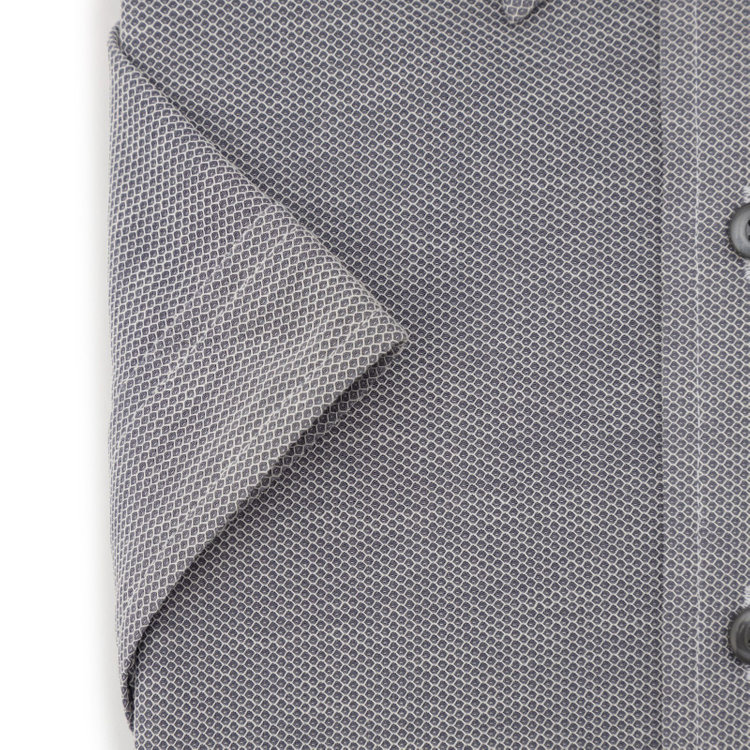 ブラックライン 【発送在庫あり】【BLACK LINE/半袖】ボタンダウンワイシャツ/グレー×ドビー/「4S HONEYCOMB MESH」スーパーノンアイロン・ストレッチ グレー中間