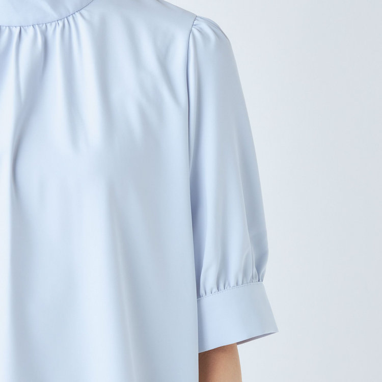 シルバーライン 【SILVER LINE/5分袖】パフスリーブスタンドカラープルオーバー/ブルー 青淡色