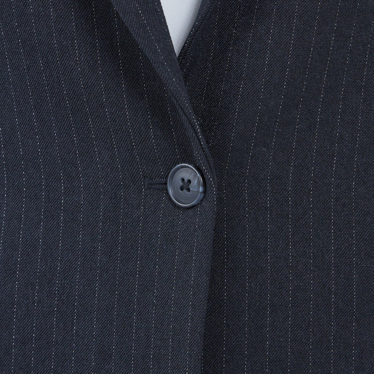 シルバーライン 【SILVER LINE】【年間】1釦シングルパンツスーツ/ネイビー×ストライプ/ウエストシャーリング/ウォッシャブル/※パンツ裾上げ済仕様 紺中間