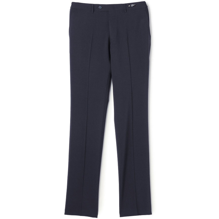 ブラックライン 【SLIM TAPERED】【春夏】0タックテーパードパンツ/ネイビー×チェック/ウエストシャーリング/ウォッシャブル/4S SUSTAINABILITY&ECOLOGY FABRIC/※裾上げ済仕様 紺濃色