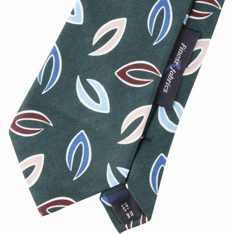 ブラックライン 【発送在庫あり】【SL】リネンシルク小紋柄ネクタイ 8.5cm幅/グリーン/Finest fabrics by COMO ITALY グリーン系(緑)