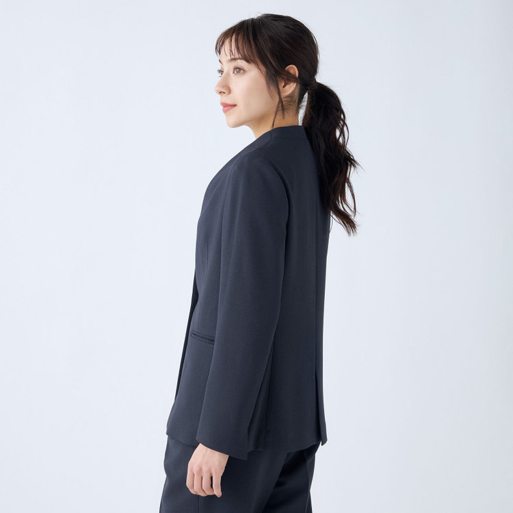 シルバーライン 【SL】【年間】ノーカラージャケット/ネイビー/シルバー釦 紺中間