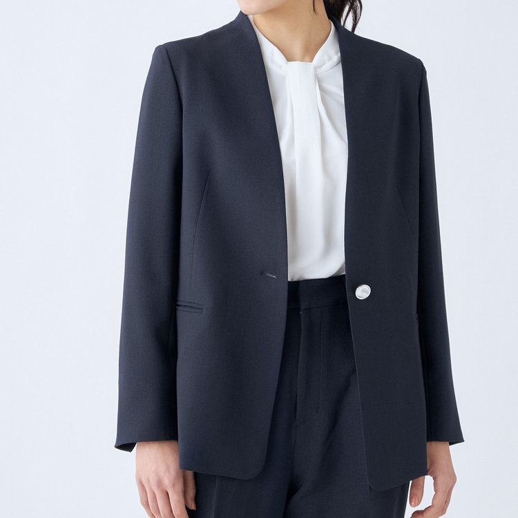 シルバーライン 【SL】【年間】ノーカラージャケット/ネイビー/シルバー釦 紺中間