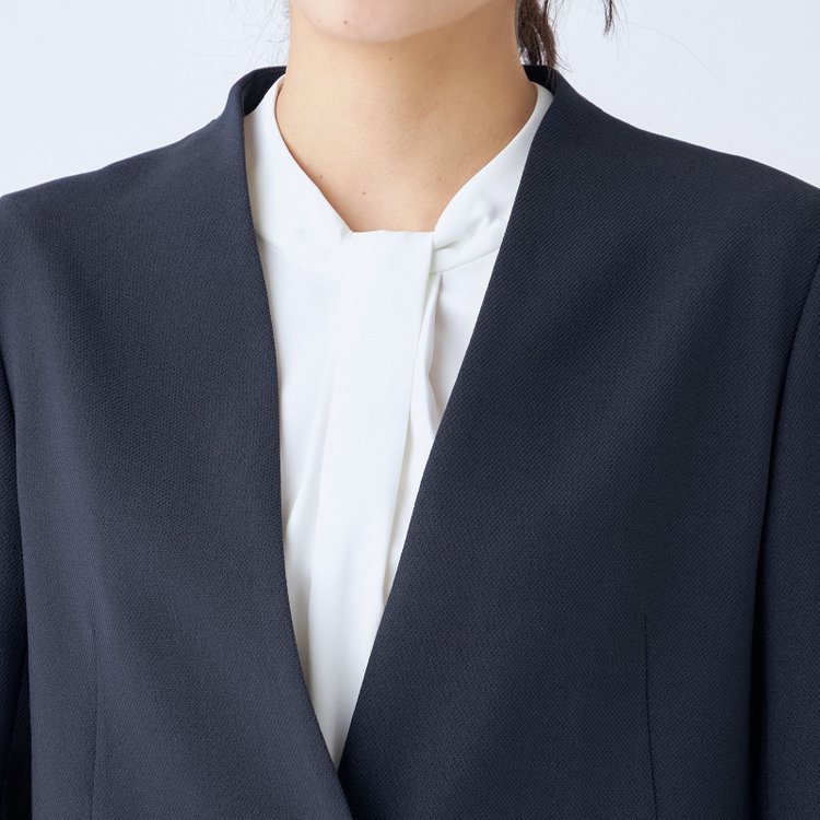 シルバーライン 【SL】【年間】ノーカラージャケット/ネイビー/シルバー釦 紺中間