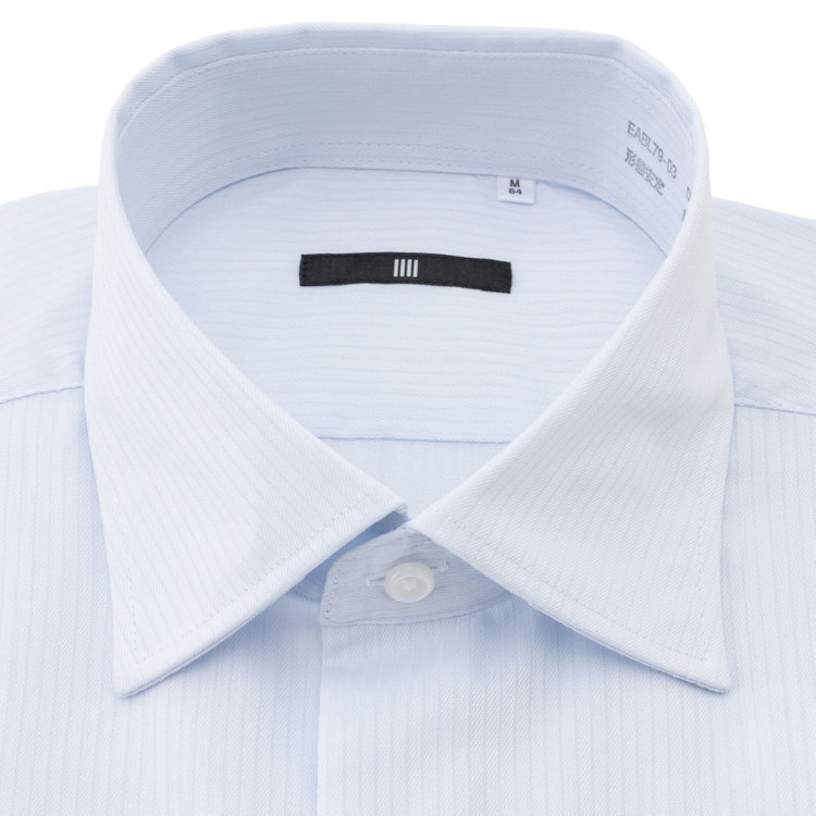 ブラックライン 【BLACK LINE】【形態安定】ワイドカラードレスワイシャツ/サックス×ドビーストライプ 青淡色