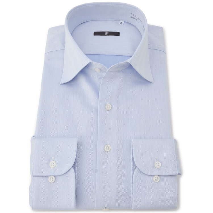 ブラックライン 【BLACK LINE】【形態安定】ワイドカラードレスワイシャツ/ブルー×ドビー 青淡色