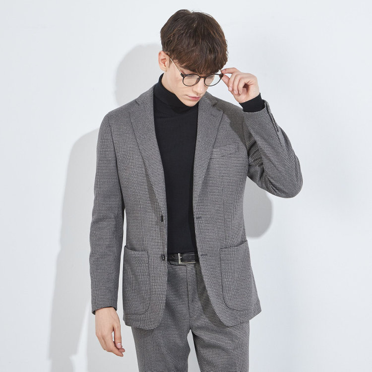 シルバーライン 【5DAYS CLOSET】【RBC】【秋冬】2釦ジャケット/グレー×チェック/パッチポケット グレー中間