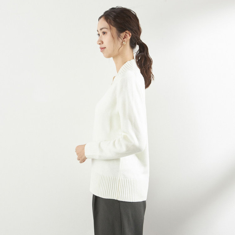 シルバーライン 天竺Vネックニット/イエロー 白