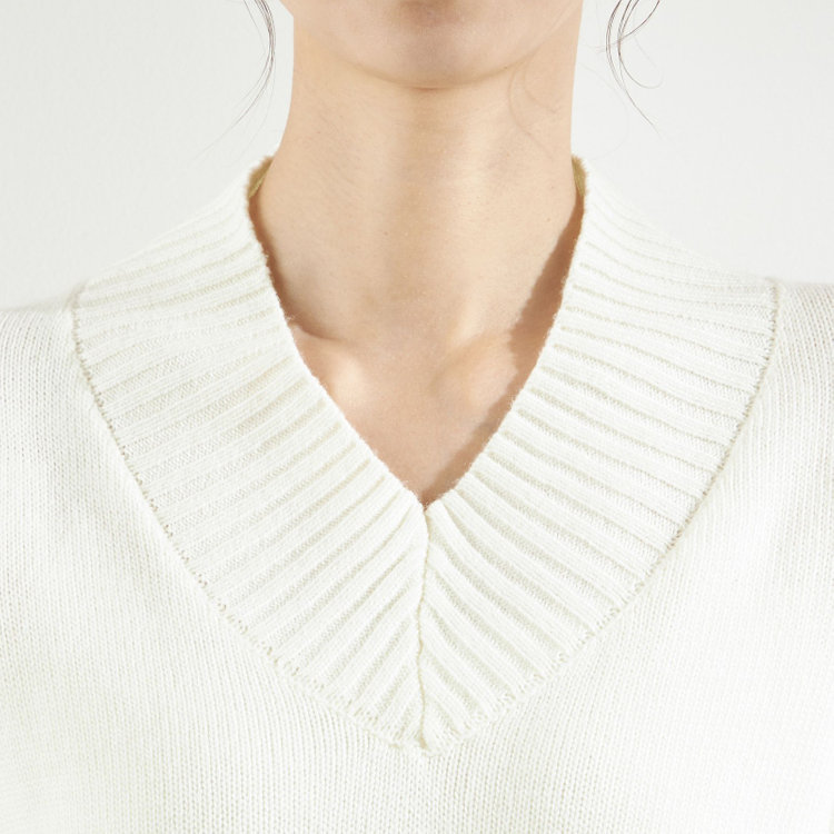 シルバーライン 天竺Vネックニット/イエロー 白
