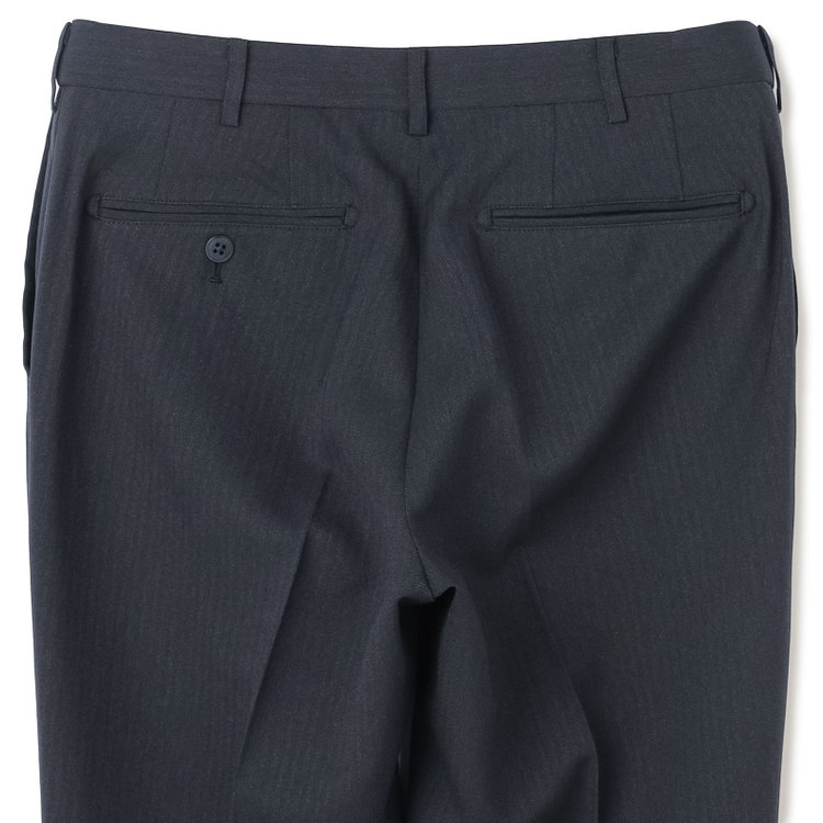 ブラックライン 【SLIM TAPERED】【年間】0タックテーパードパンツ/ダークグレー×シャドーストライプ/ウエストムーブ/ウォッシャブル/4S SUSTAINABILITY&ECOLOGY FABRIC/※裾上げ必要 グレー濃色
