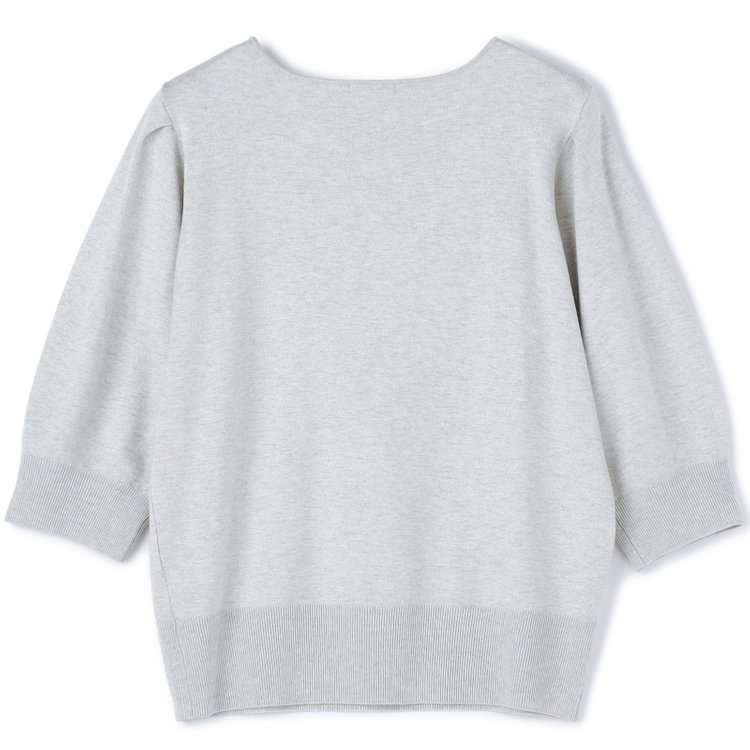 シルバーライン 【SILVER LINE/５分袖】ラメ天竺編みボートネックニット/グレー×ホワイトシルバー グレー淡色