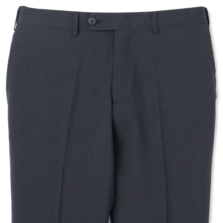 ブラックライン 【SLIM TAPERED】【年間】0タックテーパードパンツ/ダークグレー×シャドーストライプ/ウエストムーブ/ウォッシャブル/4S SUSTAINABILITY&ECOLOGY FABRIC/※裾上げ必要 グレー濃色