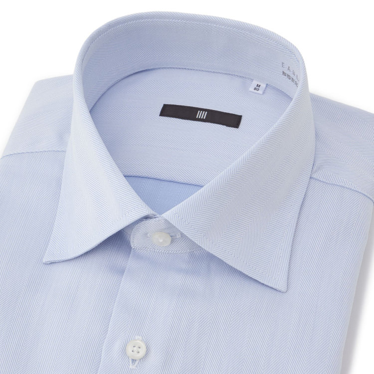 ブラックライン 【BLACK LINE】【形態安定】ワイドカラードレスワイシャツ/ブルー×ドビー 青淡色
