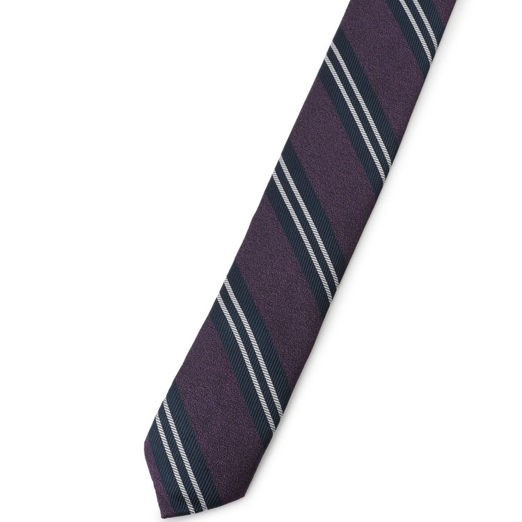 シルバーライン 【発送在庫あり】【SILVER LINE】シルクストライプネクタイ 8.0cm幅/パープル×ネイビー＆シルバー その他